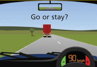 Overtaking a truck. Stay or go?